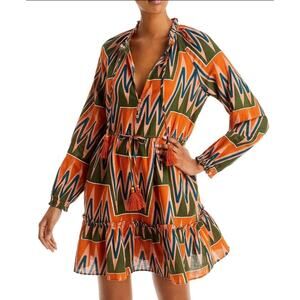 Veronica Beard Danica printed cotton & linen dress size large